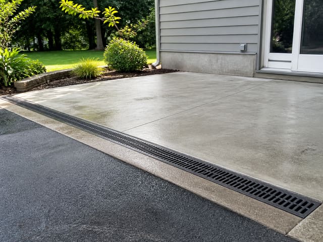 Channel drain installed across driveway to capture surface water