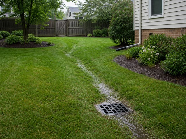 Yard drainage install in lawn